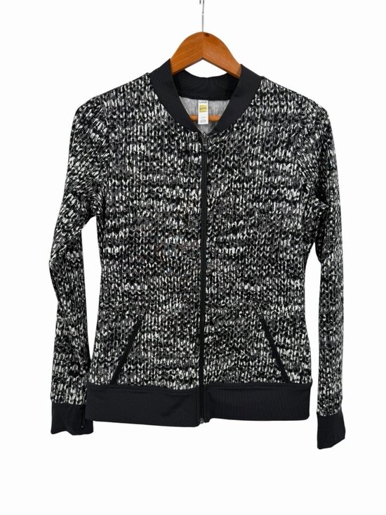 Lole Jackets & Blazers - LOLE Women's Black White Abstract Pattern Crew Neck Full Zip Active Jacket MED